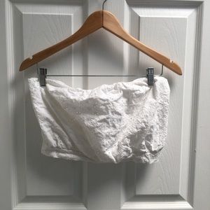 Amuse society white strapless crop top large